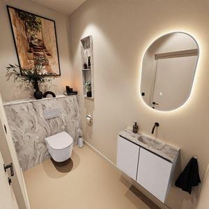 Mondiaz TURE-DLUX 60cm toiletmeubel Cale. EDEN wastafel Glace positie rechts. Zonder kraangat. TUREDX60CALR0GLA