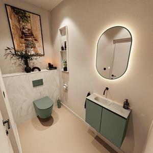 Mondiaz TURE-DLUX 60cm toiletmeubel Army. EDEN wastafel Ostra positie links. Zonder kraangat. TUREDX60ARML0OST