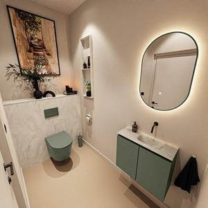 Mondiaz TURE-DLUX 60cm toiletmeubel Army. EDEN wastafel Ostra positie rechts. Zonder kraangat. TUREDX60ARMR0OST