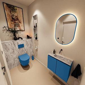 Mondiaz TURE-DLUX 60cm toiletmeubel Jeans. EDEN wastafel Glace positie midden. Zonder kraangat. TUREDX60JEAM0GLA