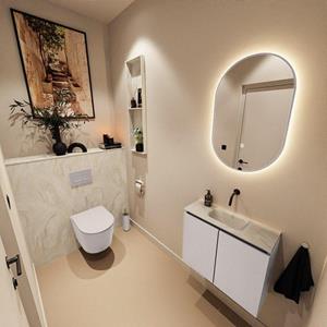 Mondiaz TURE-DLUX 60cm toiletmeubel Cale. EDEN wastafel Ostra positie midden. Zonder kraangat. TUREDX60CALM0OST