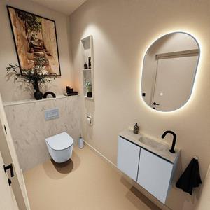 Mondiaz TURE-DLUX 60cm toiletmeubel Clay. EDEN wastafel Opalo positie rechts. Met 1 kraangat. TUREDX60CLAR1OPA