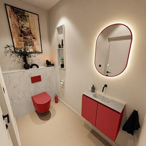 Mondiaz TURE-DLUX 60cm toiletmeubel Fire. EDEN wastafel Opalo positie midden. Zonder kraangat. TUREDX60FIRM0OPA