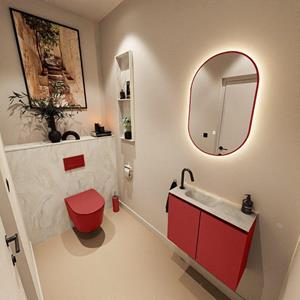 Mondiaz TURE-DLUX 60cm toiletmeubel Fire. EDEN wastafel Ostra positie links. Met 1 kraangat. TUREDX60FIRL1OST