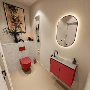 Mondiaz TURE-DLUX 60cm toiletmeubel Fire. EDEN wastafel Opalo positie links. Met 1 kraangat. TUREDX60FIRL1OPA