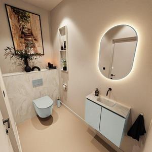 Mondiaz TURE-DLUX 60cm toiletmeubel Greey. EDEN wastafel Ostra positie midden. Zonder kraangat. TUREDX60GREM0OST