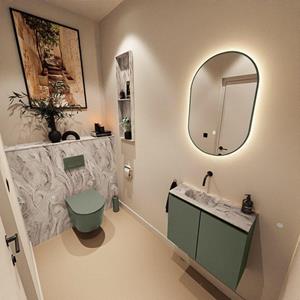 Mondiaz TURE-DLUX 60cm toiletmeubel Army. EDEN wastafel Glace positie links. Zonder kraangat. TUREDX60ARML0GLA