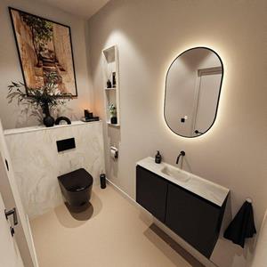 Mondiaz TURE-DLUX 80cm toiletmeubel Urban. EDEN wastafel Ostra positie midden. Zonder kraangat. TUREDX80URBM0OST