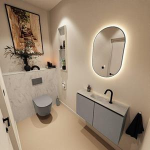 Mondiaz TURE-DLUX Toiletmeubel - 80cm - Smoke - EDEN - wastafel Opalo - positie midden - 1 kraangat TUREDX80SMOM1OPA