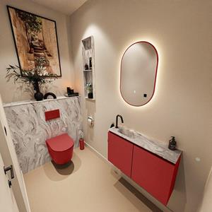 Mondiaz TURE-DLUX 80cm toiletmeubel Fire. EDEN wastafel Glace positie links. Met 1 kraangat. TUREDX80FIRL1GLA