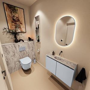 Mondiaz TURE-DLUX 80cm toiletmeubel Clay. EDEN wastafel Glace positie midden. Zonder kraangat. TUREDX80CLAM0GLA