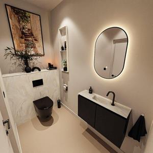 Mondiaz TURE-DLUX 80cm toiletmeubel Urban. EDEN wastafel Ostra positie midden. Met 1 kraangat. TUREDX80URBM1OST