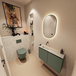 Mondiaz TURE-DLUX 80cm toiletmeubel Army. EDEN wastafel Ostra positie links. Zonder kraangat. TUREDX80ARML0OST