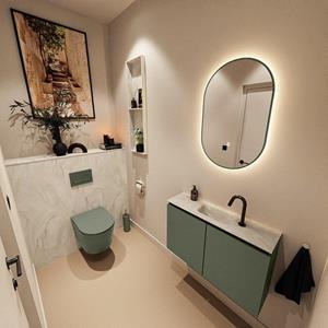 Mondiaz TURE-DLUX 80cm toiletmeubel Army. EDEN wastafel Ostra positie midden. Met 1 kraangat. TUREDX80ARMM1OST