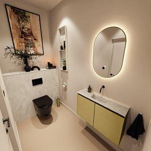 Mondiaz TURE-DLUX 80cm toiletmeubel Oro. EDEN wastafel Ostra positie midden. Zonder kraangat. TUREDX80OROM0OST