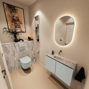 Mondiaz TURE-DLUX 80cm toiletmeubel Greey. EDEN wastafel Glace positie midden. Zonder kraangat. TUREDX80GREM0GLA