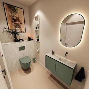 Mondiaz TURE-DLUX 80cm toiletmeubel Army. EDEN wastafel Ostra positie rechts. Zonder kraangat. TUREDX80ARMR0OST