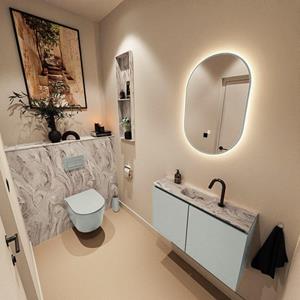 Mondiaz TURE-DLUX 80cm toiletmeubel Greey. EDEN wastafel Glace positie midden. Met 1 kraangat. TUREDX80GREM1GLA