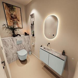 Mondiaz TURE-DLUX 80cm toiletmeubel Greey. EDEN wastafel Glace positie links. Zonder kraangat. TUREDX80GREL0GLA