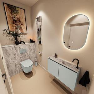 Mondiaz TURE-DLUX 80cm toiletmeubel Greey. EDEN wastafel Glace positie rechts. Met 1 kraangat. TUREDX80GRER1GLA