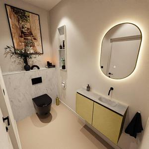 Mondiaz TURE-DLUX 80cm toiletmeubel Oro. EDEN wastafel Opalo positie rechts. Zonder kraangat. TUREDX80OROR0OPA