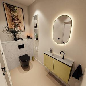 Mondiaz TURE-DLUX 80cm toiletmeubel Oro. EDEN wastafel Opalo positie midden. Met 1 kraangat. TUREDX80OROM1OPA