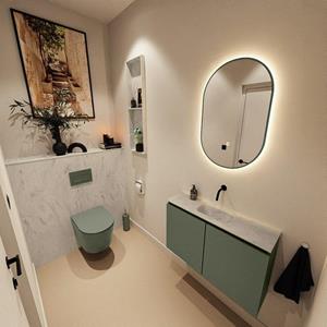 Mondiaz TURE-DLUX 80cm toiletmeubel Army. EDEN wastafel Opalo positie midden. Zonder kraangat. TUREDX80ARMM0OPA