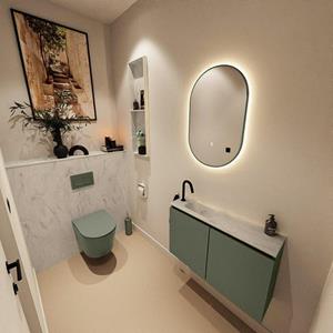 Mondiaz TURE-DLUX 80cm toiletmeubel Army. EDEN wastafel Opalo positie links. Met 1 kraangat. TUREDX80ARML1OPA