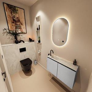 Mondiaz TURE-DLUX 80cm toiletmeubel Plata. EDEN wastafel Ostra positie links. Met 1 kraangat. TUREDX80PLAL1OST