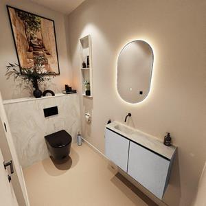 Mondiaz TURE-DLUX 80cm toiletmeubel Plata. EDEN wastafel Ostra positie links. Zonder kraangat. TUREDX80PLAL0OST