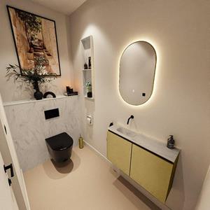 Mondiaz TURE-DLUX 80cm toiletmeubel Oro. EDEN wastafel Opalo positie links. Zonder kraangat. TUREDX80OROL0OPA