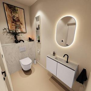 Mondiaz TURE-DLUX 80cm toiletmeubel Cale. EDEN wastafel Opalo positie midden. Met 1 kraangat. TUREDX80CALM1OPA