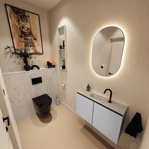 Mondiaz TURE-DLUX 80cm toiletmeubel Plata. EDEN wastafel Opalo positie midden. Met 1 kraangat. TUREDX80PLAM1OPA