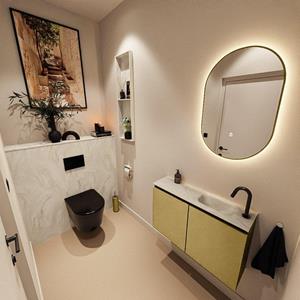 Mondiaz TURE-DLUX 80cm toiletmeubel Oro. EDEN wastafel Ostra positie rechts. Met 1 kraangat. TUREDX80OROR1OST