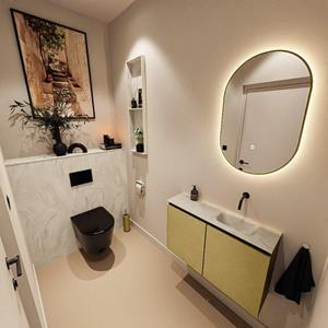 Mondiaz TURE-DLUX 80cm toiletmeubel Oro. EDEN wastafel Ostra positie rechts. Zonder kraangat. TUREDX80OROR0OST