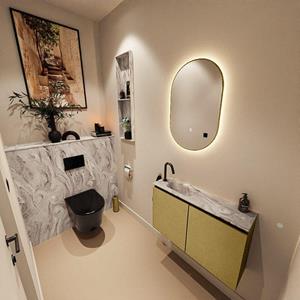 Mondiaz TURE-DLUX 80cm toiletmeubel Oro. EDEN wastafel Glace positie links. Met 1 kraangat. TUREDX80OROL1GLA