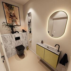 Mondiaz TURE-DLUX 80cm toiletmeubel Oro. EDEN wastafel Glace positie rechts. Met 1 kraangat. TUREDX80OROR1GLA