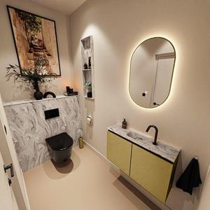 Mondiaz TURE-DLUX 80cm toiletmeubel Oro. EDEN wastafel Glace positie midden. Met 1 kraangat. TUREDX80OROM1GLA