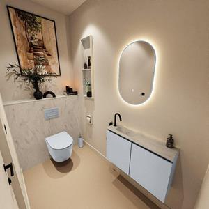 Mondiaz TURE-DLUX 80cm toiletmeubel Clay. EDEN wastafel Opalo positie links. Met 1 kraangat. TUREDX80CLAL1OPA