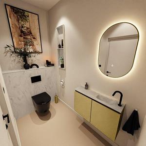 Mondiaz TURE-DLUX 80cm toiletmeubel Oro. EDEN wastafel Opalo positie rechts. Met 1 kraangat. TUREDX80OROR1OPA