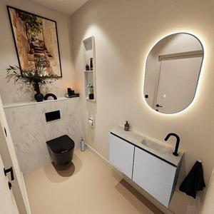 Mondiaz TURE-DLUX 80cm toiletmeubel Plata. EDEN wastafel Opalo positie rechts. Met 1 kraangat. TUREDX80PLAR1OPA