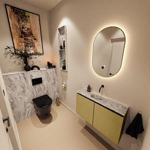 Mondiaz TURE-DLUX 80cm toiletmeubel Oro. EDEN wastafel Glace positie midden. Zonder kraangat. TUREDX80OROM0GLA