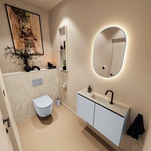 Mondiaz TURE-DLUX 80cm toiletmeubel Clay. EDEN wastafel Ostra positie midden. Met 1 kraangat. TUREDX80CLAM1OST