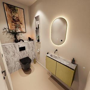 Mondiaz TURE-DLUX 80cm toiletmeubel Oro. EDEN wastafel Glace positie links. Zonder kraangat. TUREDX80OROL0GLA