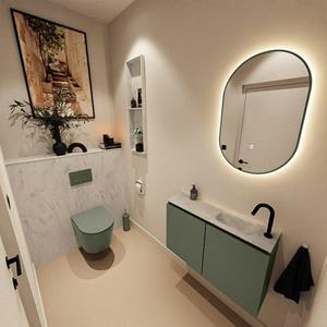 Mondiaz TURE-DLUX 80cm toiletmeubel Army. EDEN wastafel Opalo positie rechts. Met 1 kraangat. TUREDX80ARMR1OPA