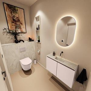 Mondiaz TURE-DLUX 80cm toiletmeubel Rosee. EDEN wastafel Ostra positie midden. Zonder kraangat. TUREDX80ROSM0OST