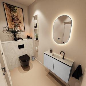 Mondiaz TURE-DLUX 80cm toiletmeubel Plata. EDEN wastafel Ostra positie midden. Met 1 kraangat. TUREDX80PLAM1OST