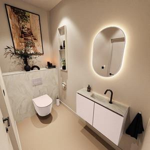 Mondiaz TURE-DLUX 80cm toiletmeubel Rosee. EDEN wastafel Ostra positie midden. Met 1 kraangat. TUREDX80ROSM1OST