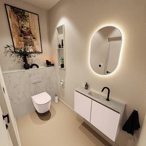 Mondiaz TURE-DLUX 80cm toiletmeubel Rosee. EDEN wastafel Opalo positie midden. Met 1 kraangat. TUREDX80ROSM1OPA