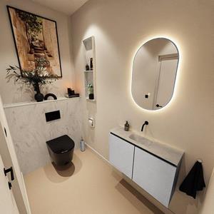 Mondiaz TURE-DLUX 80cm toiletmeubel Plata. EDEN wastafel Opalo positie midden. Zonder kraangat. TUREDX80PLAM0OPA